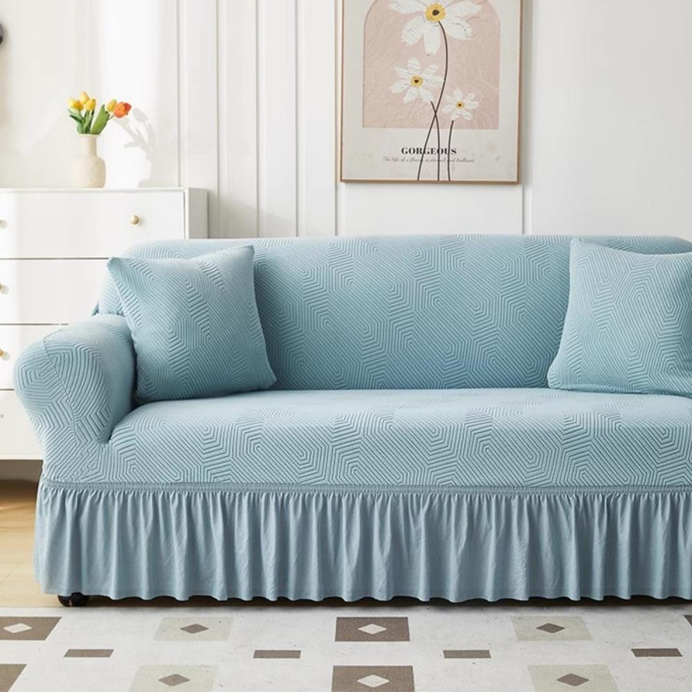 

Skirted Couch Cover Universal Fit All Season Anti Cat Scratch Sofa Protector for 3 Seater Single seat 90-140cm