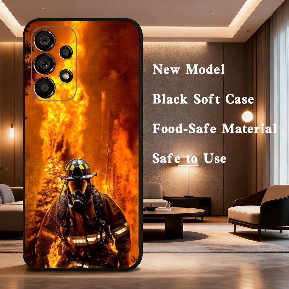 

Fire Safety Firefighter Case For Samsung Galaxy A73,52,71,53,32,72,41,J7,22,Note,31,8,9,Soft Black Silicone Cover SamsungA71