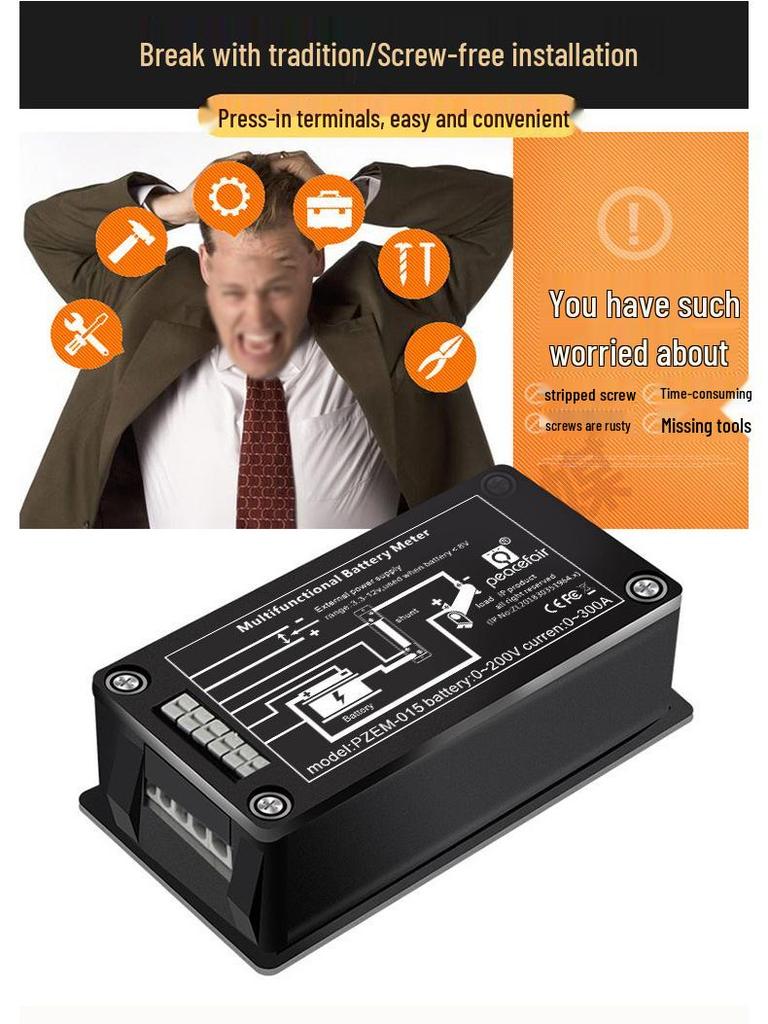 PZEM013/015 Battery Tester: Voltage, Current, Power, Capacity, Internal Resistance, Remaining Power Meter