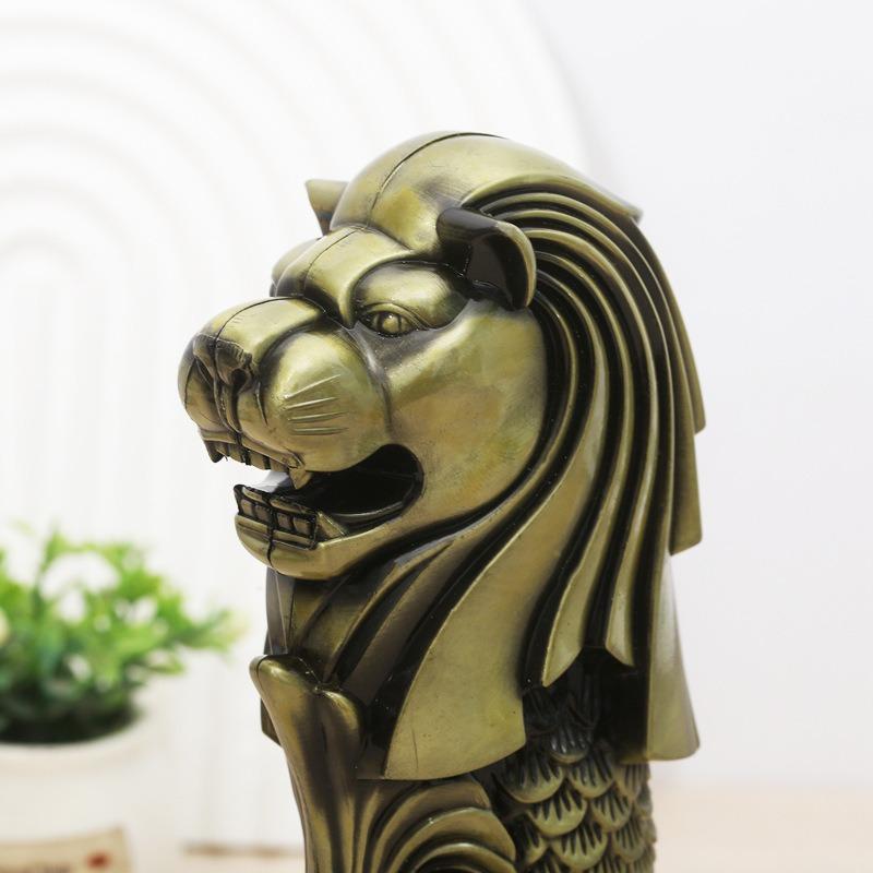 New Hot Merlion Model Metal Crafts Decoration Singapore Tourist Souvenirs World Landmark Building Model Office Decoration