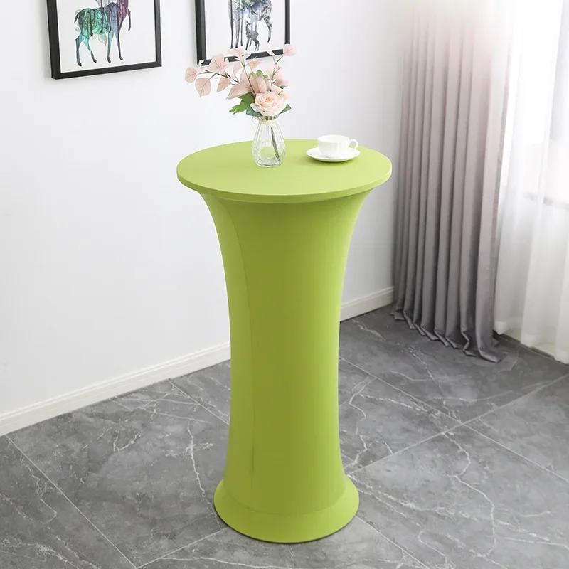 Cocktail Round Tablecloth Spandex Stretch High Top Round Table Cover for Wedding Banquet Birthday Outdoor Party Bar Fair Table