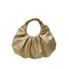 Fashion Ruched Faux Leather Women's Hobo Bag Gold Metal Handle Clutch Bags Elegant Evening Handbag for Party and Formal Events