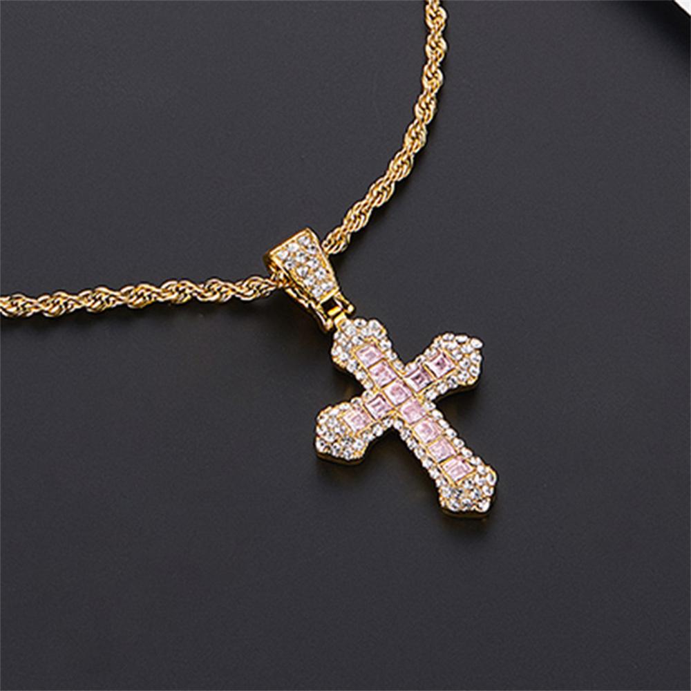 Classic Zircon Cross Necklace Iced Out Hip Hop for Men and Women Bling Pendant Punk Jewelry Gifts