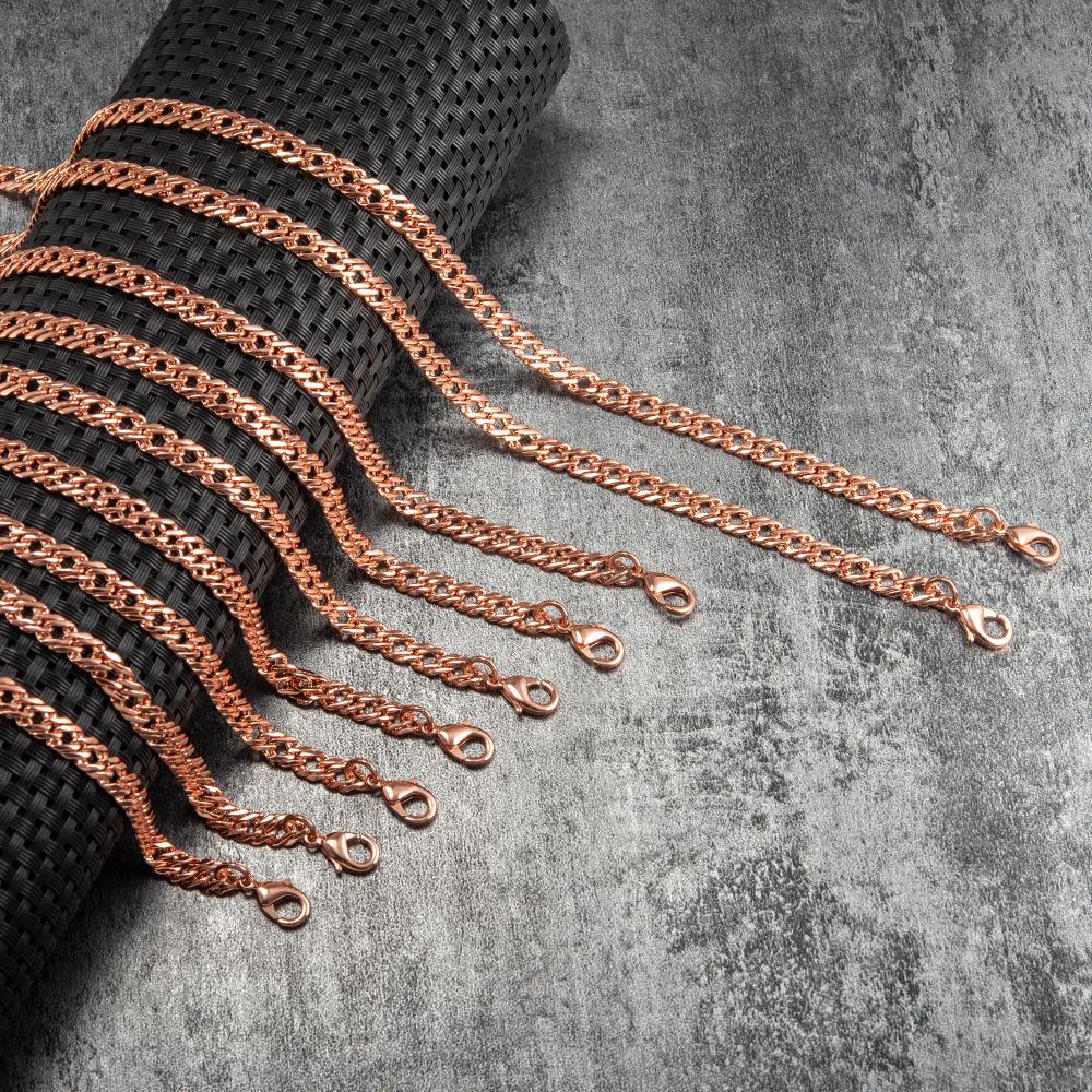 Vinterly Cuban Chain Pure Copper Bracelets for Men Women Adjustable Lobster Clasp Punk Anti-scratch 7-10.5 Inch Jewelry Charm