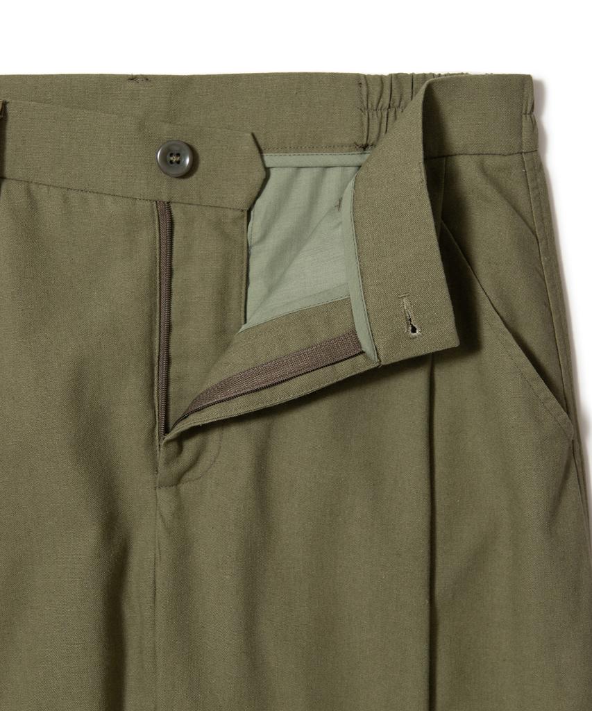 AOTT Cool Summer Linen Single-Pleat Wide Pants Khaki