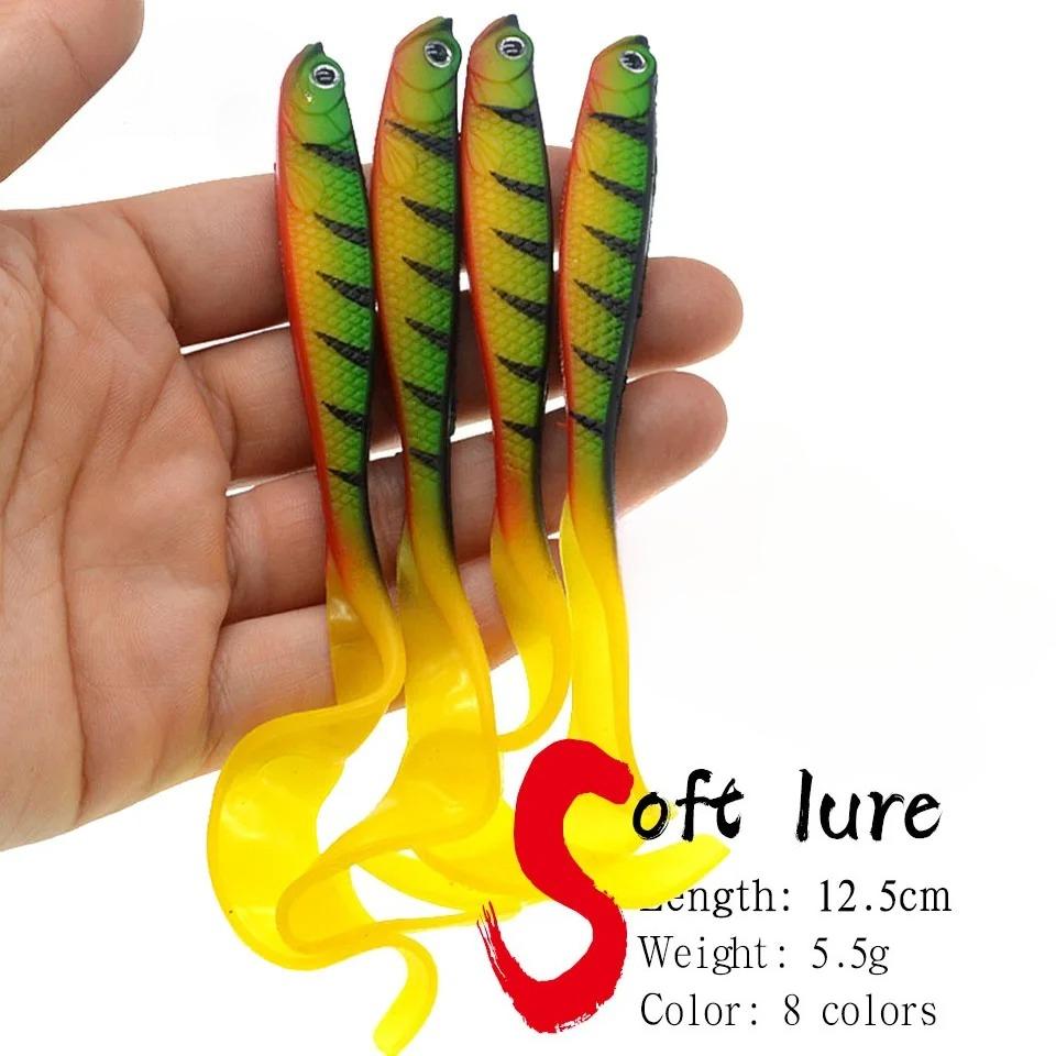 4 SZTUKI Przynęta Wędkarska 12,5 cm 5,5 g shad T-tail przynęta miękka Aritificial Przynęty Silikonowe Bass Szczupak Wędkarstwo