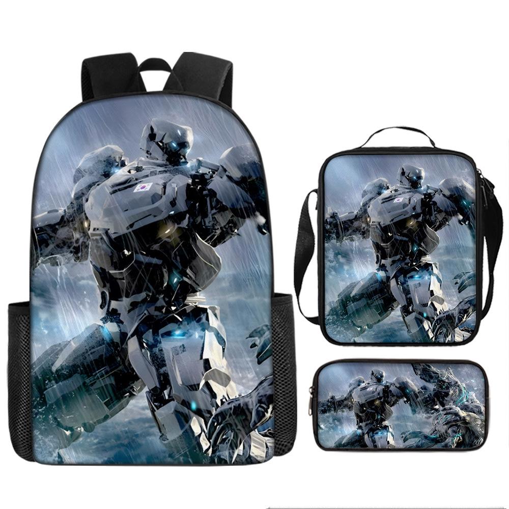 Pacific Rim schoolbag, primary and secondary school students, boys, mecha war, monster backpack, kindergarten burden reduction three-piece set