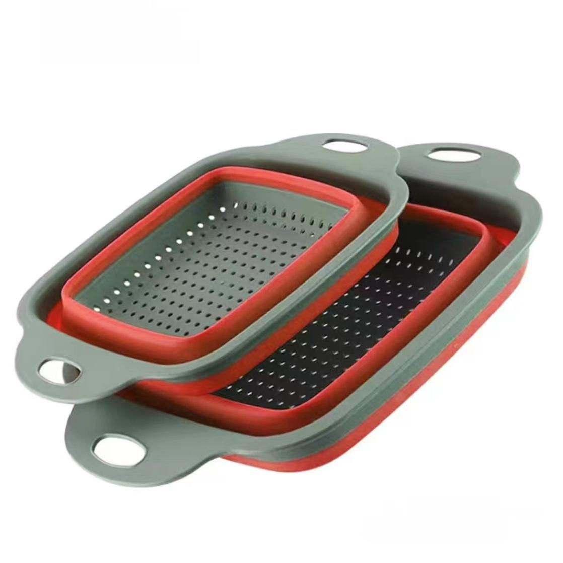 

2pcs, Foldable Silicone Colander, Vegetable Washing Basket Strainer, Household Fruit Washing Basket Strainer, Kitchen Sink Folding Square Drain Basket 2pcs червоний