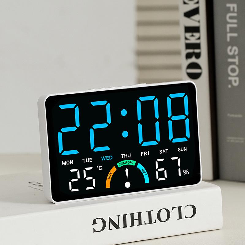 GH9007 Multifunctional LED Clock: Wall & Table-Top, Large Screen, Shows Time, Temperature & Humidity, Alarm Feature