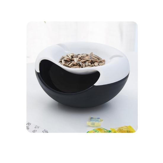 Creative Bowl Double Layer Dry Fruit Containers Snacks Seeds Storage Box Garbage Holder Plate Dish Organizer with Phone Holde