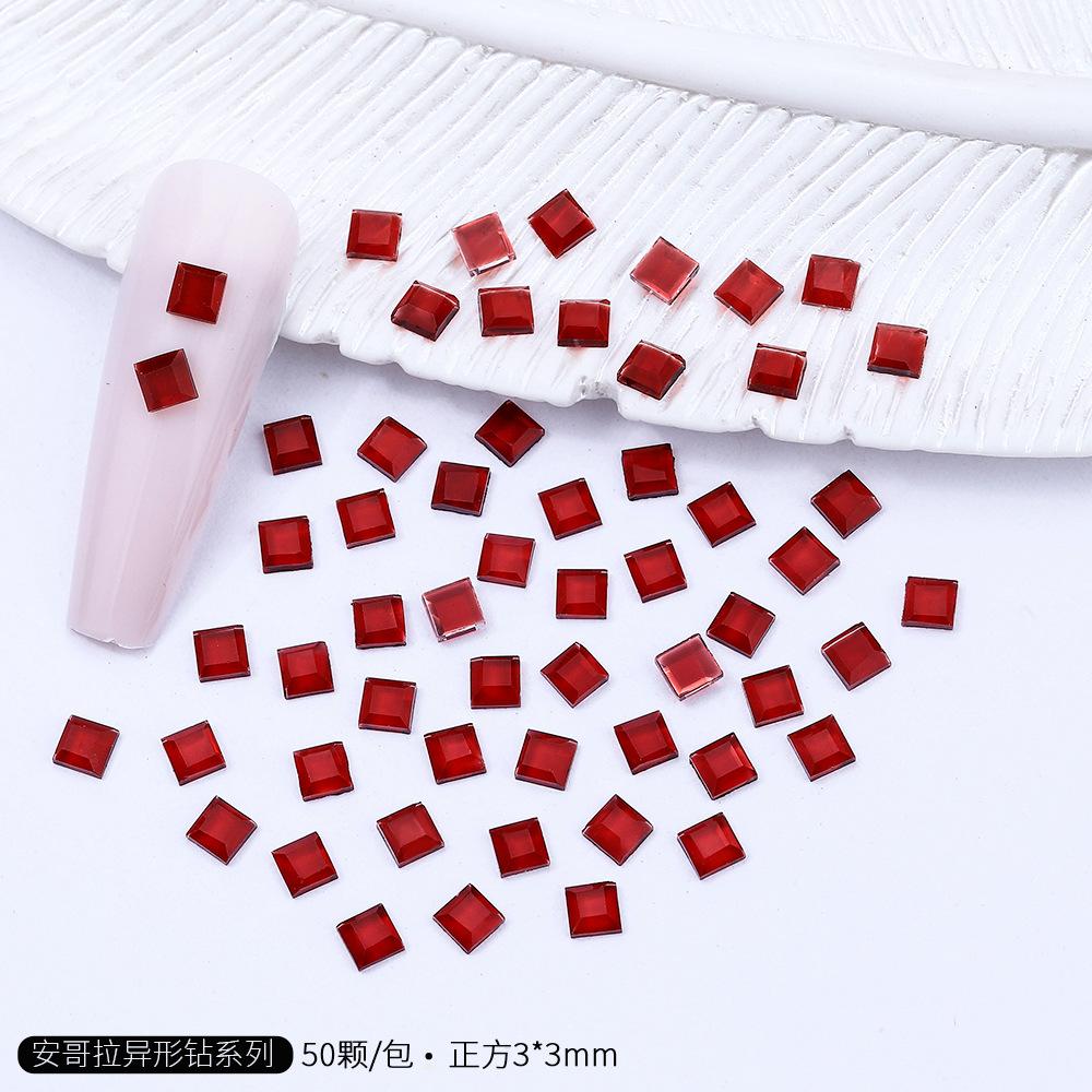 Angora Czerwony Mini Mały Płaskodenne Specjalny Kształt Diament Angora Czerwony Nowy Rok Boże Narodzenie K9 Nail Art Diamentowa Ozdoba