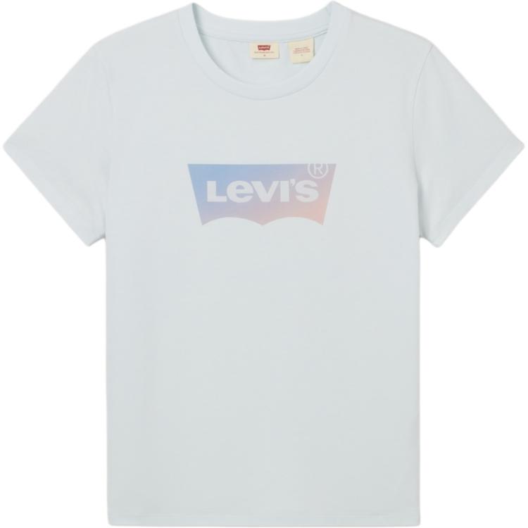 Levis Casual Comfortable Simple Logo Print Round Neck Short Sleeve T-Shirt Women T-Shirts Light-Blue 002YQ-0001