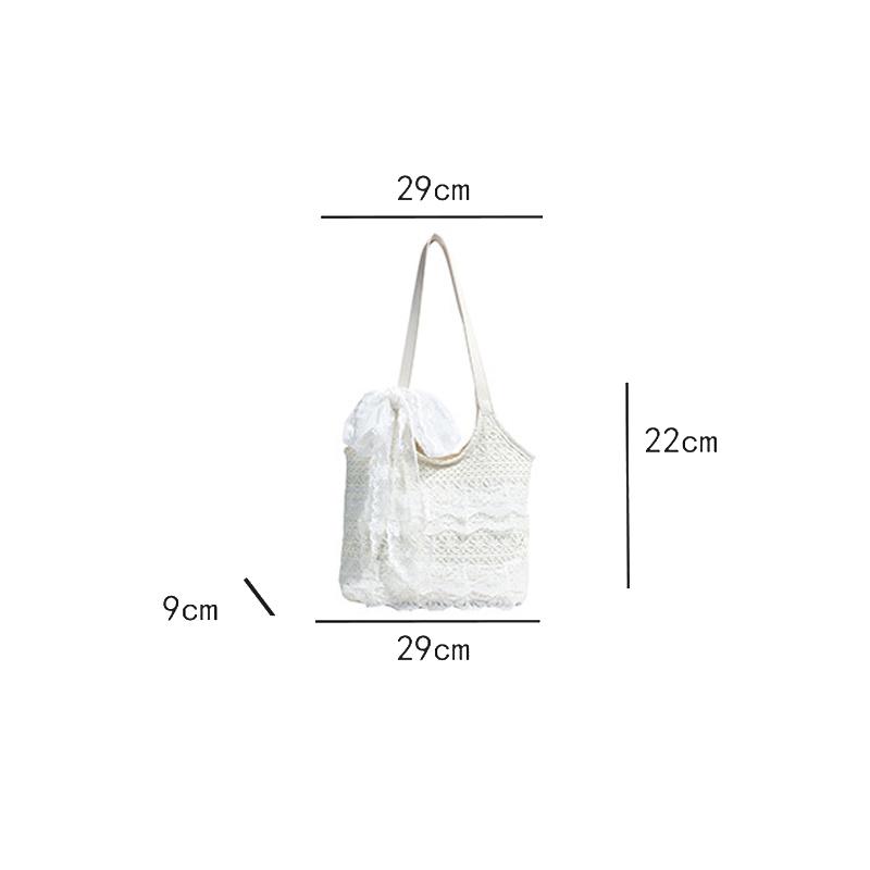 Korean Sweet Lace Hollow Knitted Shoulder Bag Large-Capacity Holiday Casual Tote Bag