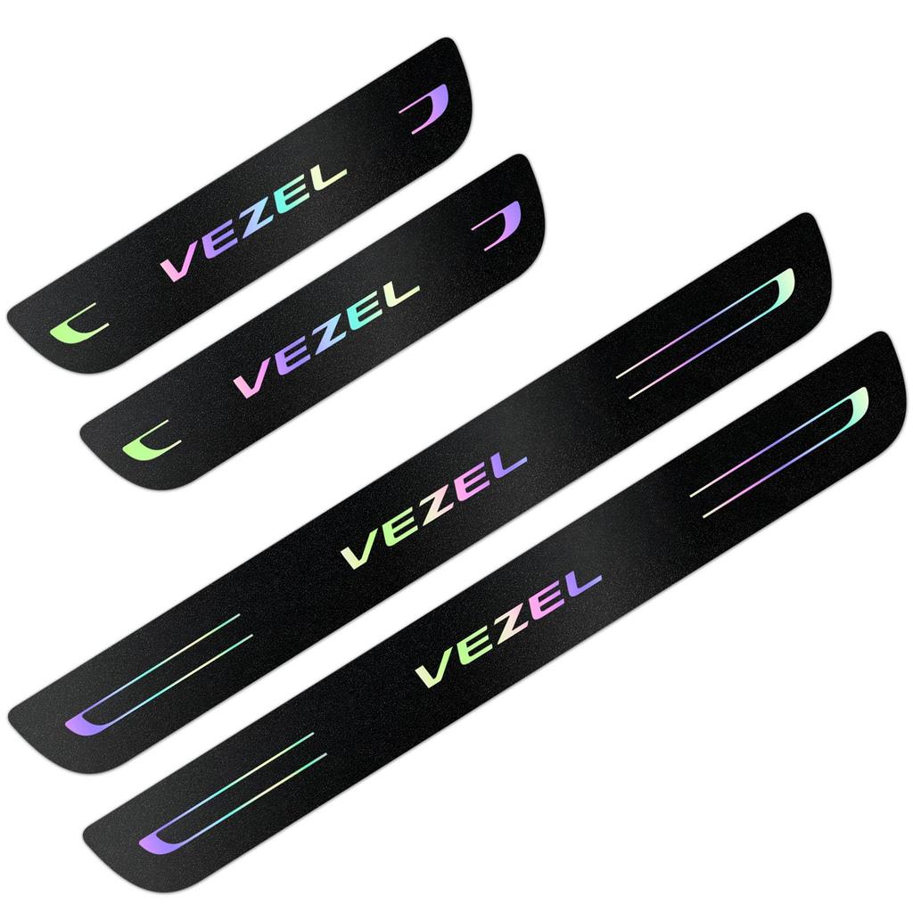 HUDIY Side Step Plates for the New Vezel 2021 and Interior Latest Mirrored Black Front and Rear Easy Japanese Instruction Manual Set of 4 Guards/Scuff