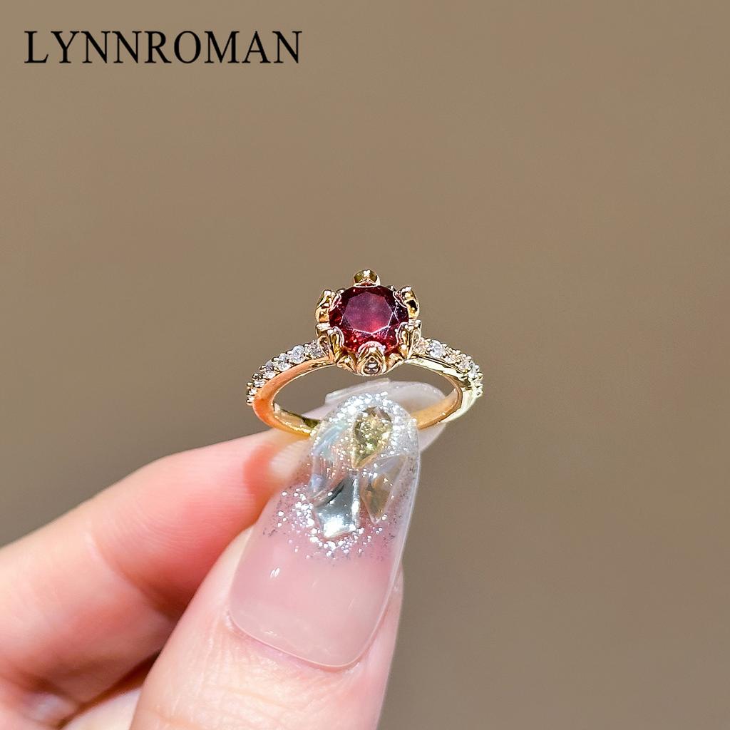 Jewelry Simulation 2 Carat Ruby Small Waist Ring Classic Fashion Six-Claw Color Treasure Ring