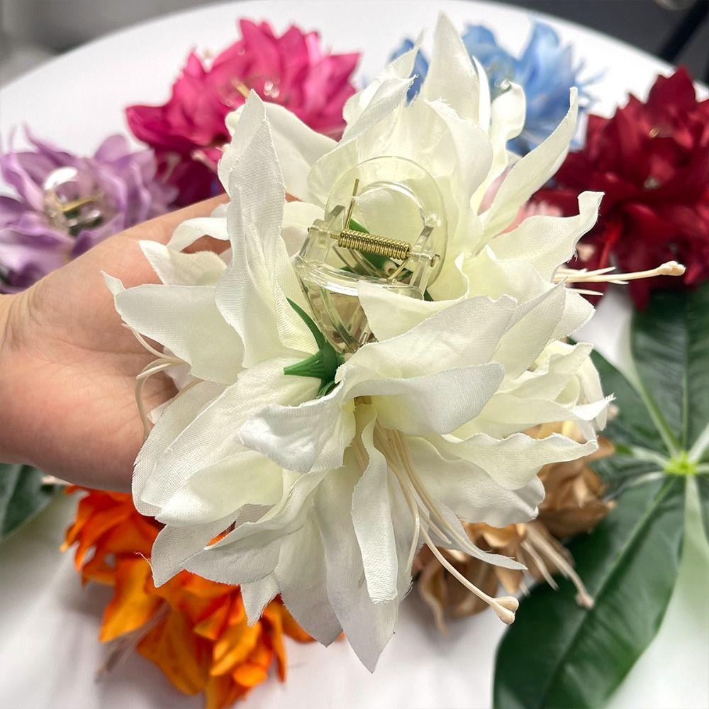 Korean Artificial Flowers Hair Claw Clip Strong Hold Realistic Nonslip Claw Clap Fairy Shark Clips Vacation Photoshoot
