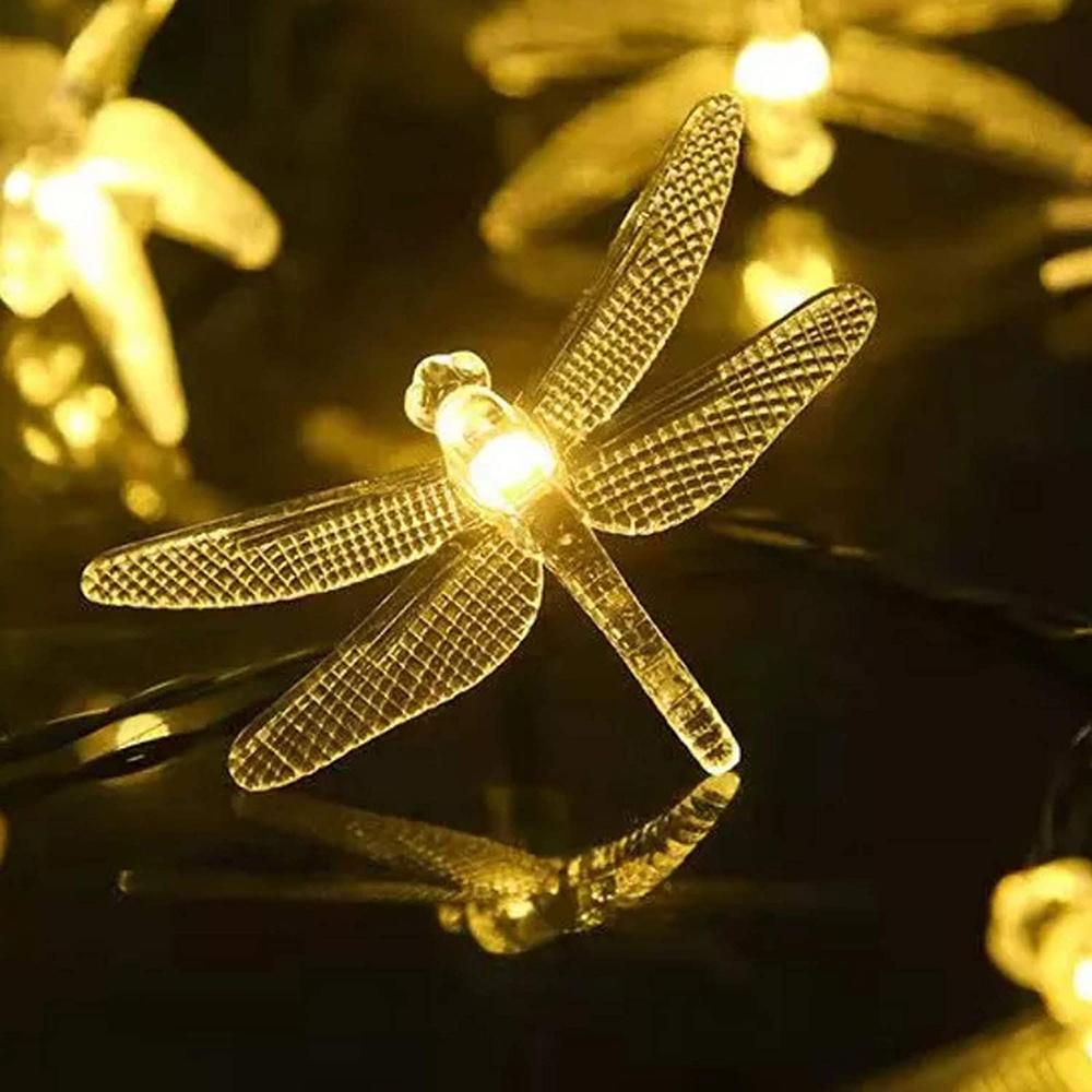 

7M 50LEDs Solar Powered LED Dragonfly String Lights Waterproof Christmas Fairy Lights 8 Mode Garden Decoration Light For Outdoor 5m 20leds теплим білим кольором
