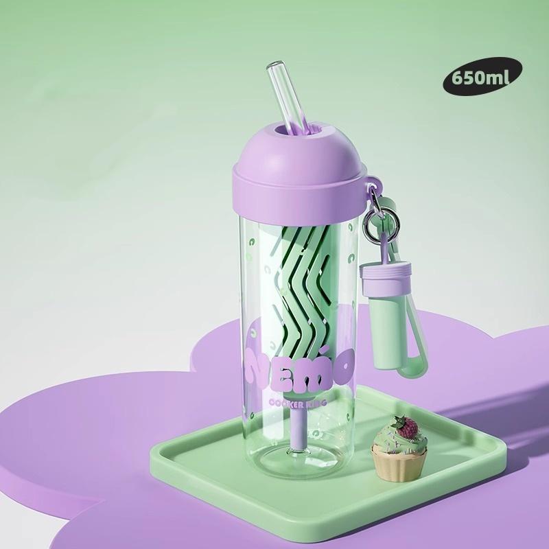 

COOKER KING 800ml Drinking Cups Tritan Water Bottle with Straw and Lid Large Capacity Portable Cup Water Bottle Cute Cups зелений