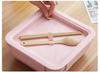 1100ml wheat straw lunch box bento diaper box ball spoon bento box microwave oven valve table food container lunch box | breakfast boxes (pink)