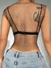 Sparkly Rhinestone Fishnet Round Neck Tank Top - Women's Summer Fashion