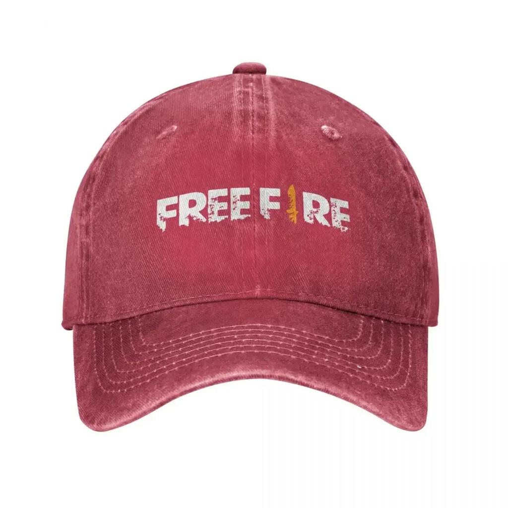 Free Fire Baseball Cap Vintage Distressed Denim Freefire Shooting Game Snapback Hat for Unisex Women Outdoor Workouts Caps Hat