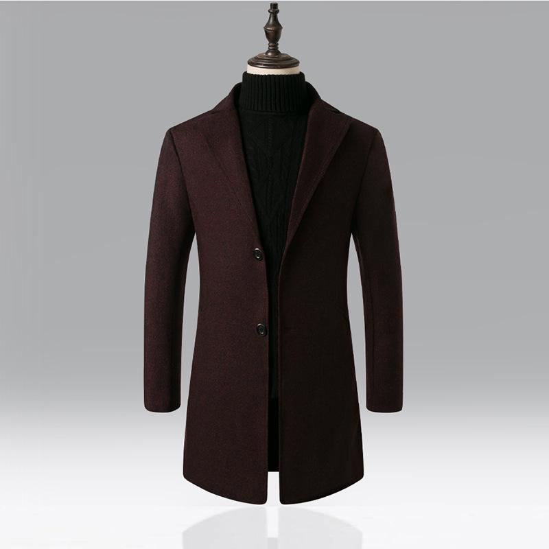 Medium and Long Trench Coat Men's Autumn and Winter Woolen Coat Men's Large Size Casual Coat Men's Woolen Coat