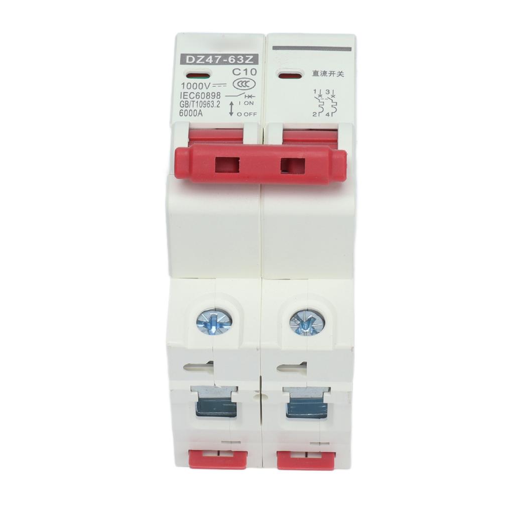 DZ47‑63Z Miniature DC Circuit Breaker 2 Polos 1000V 10AMP Insulator for Solar Photovoltaic System DI