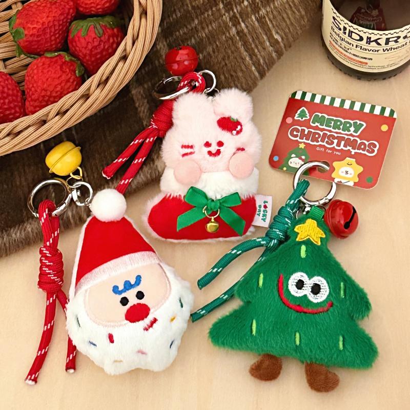 Sevimli Çizgi Film Peluş Noel Bebek Kolye Anahtarlık Kawaii Doldurulmuş Bebek Sırt Çantası Kolye Dekorasyon Aksesuarları Noel Hediyesi