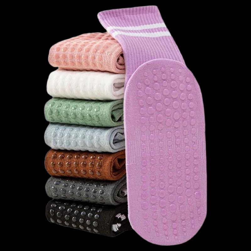 GUAIGUOGUO Non-slip Mid-Calf Pilates & Yoga Socks (8 Pairs) F