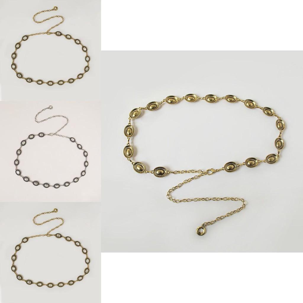 Metal Hollow Vintage Woman Waist Chain With Crystal Buckle For Summer Accessory Fashion