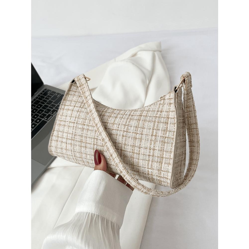 Colorblock Plaid Pattern Bag Handbag, Shoulder Bag Minimalist, Casual Lightweight, Portable