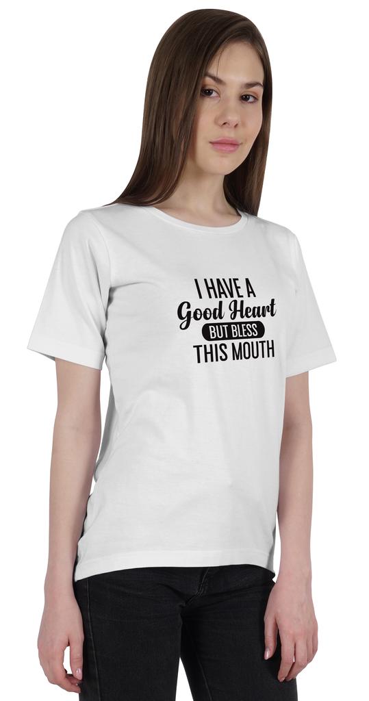 Inkmeso Tee Shirts For Women   I Have A Good Heart But Bless This Mouth   Graphic Funny