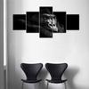 5Pcs Beautiful Portrait of a Male Gorilla Black Background Paintings Cute Chimp Monkey Kid room Canvas Home Decor Modern Wall