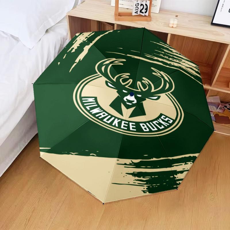 Bucks Team Logo Umbrella Folding Umbrella, Automatic Umbrella 8-Frame for Travel, Camping Use Gift for Halloween Christmas
