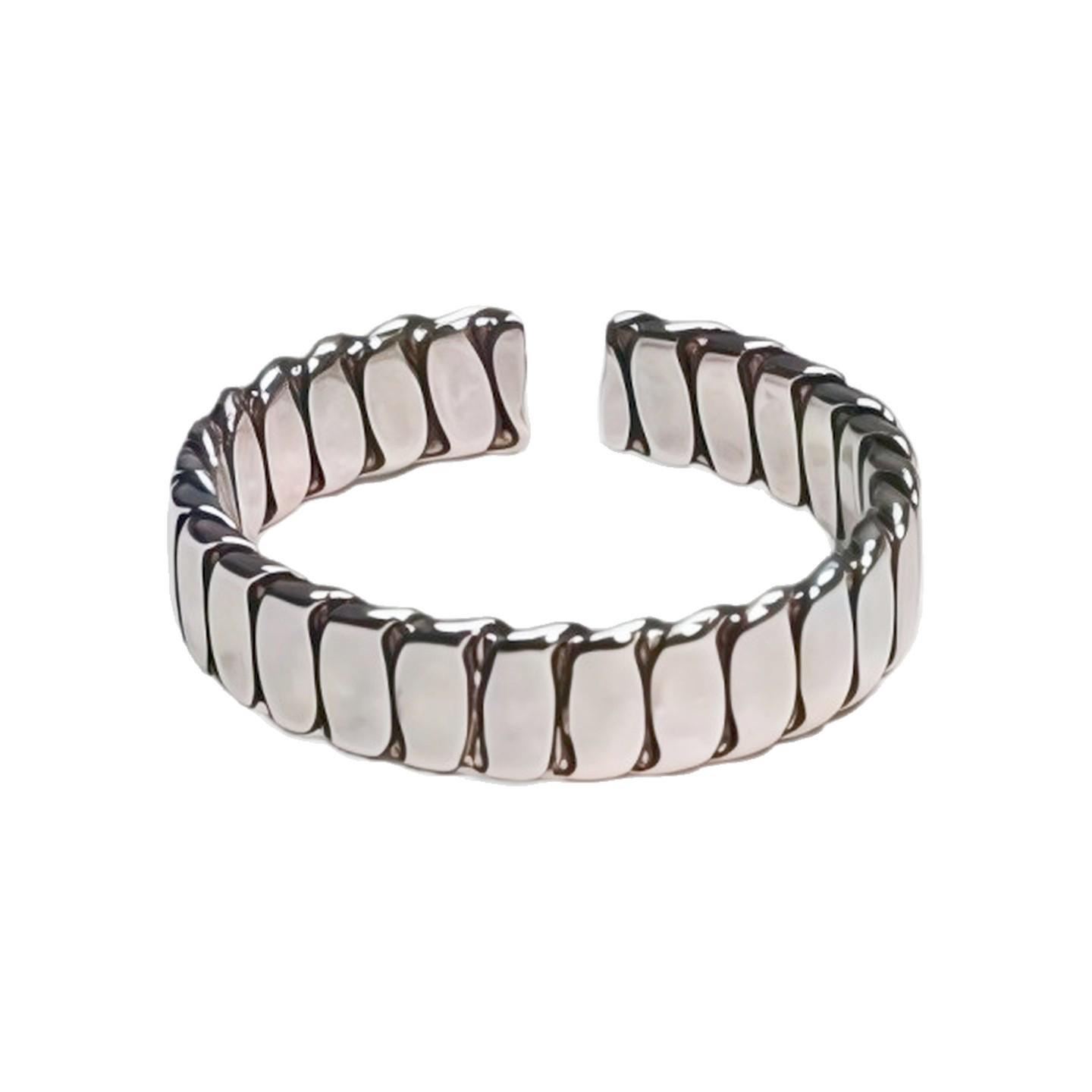 Unisex Korean Irregular Pleated Open Ring - Retro Cold Style Design Adjustable Open