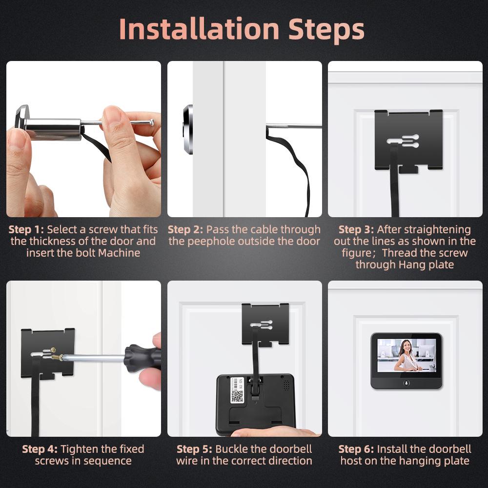 Tuya Smart WiFi Electronic Peephole Doorbell: Wireless Graffiti Camera with Remote Control.