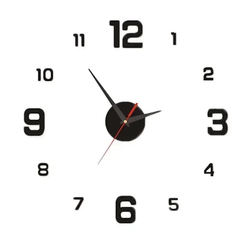 3D Luminous Wall Clock Frameless Acrylic DIY Digital Clock Wall Stickers Mute Clock for Living Room Bedroom Office Wall Decor