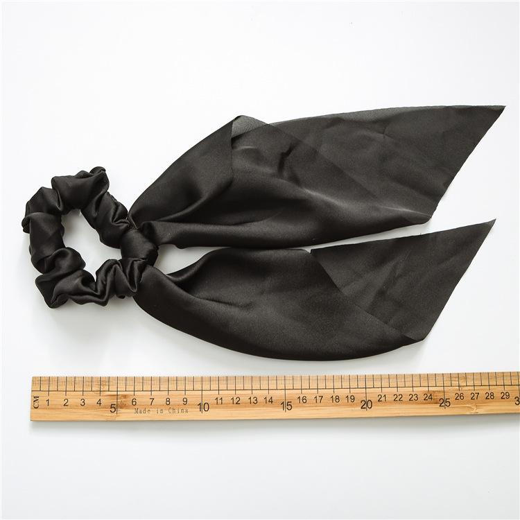 28cm Long Ribbon Satin Scrunchies Solid Color Fashion Bow Ponytail  Hair Ties Women Girls Elastic Hair Bands Headwear Accessory