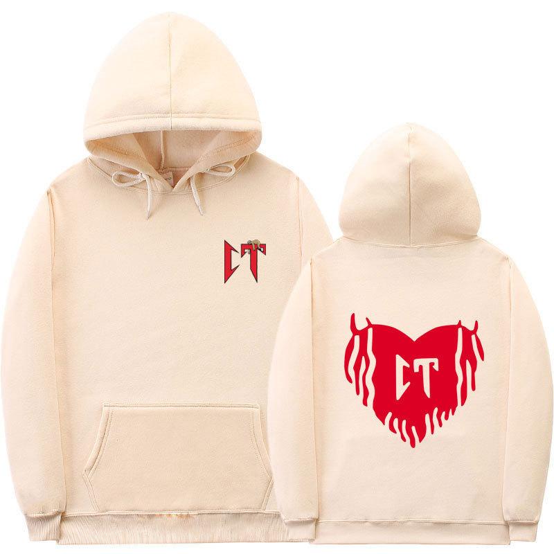 Ribbed bottom pendulum fashion printed sweatshirt loose hoodie autumn and winter men's and women's casual sports sweater top jacket