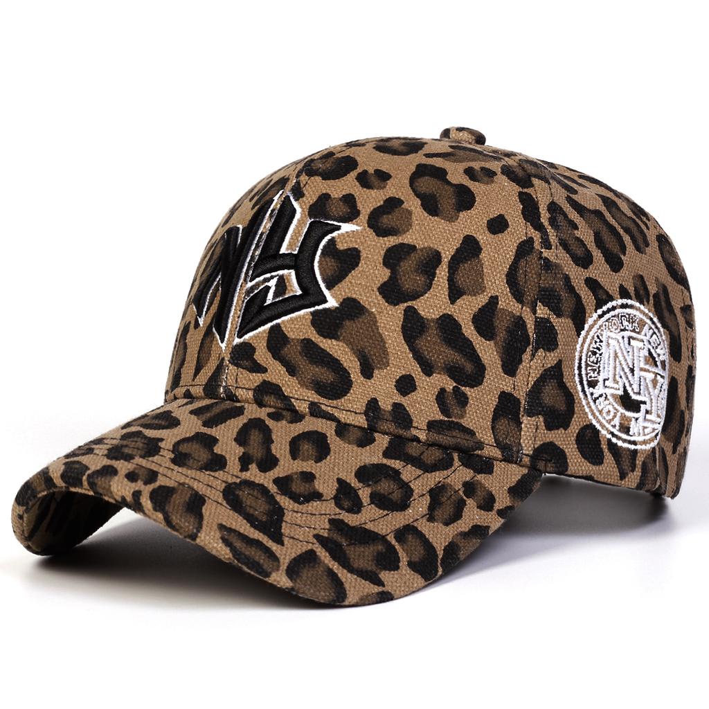 Unisex NY Embroidery Leopard Print Baseball Caps Spring Autumn Outdoor Adjustable Casual Hats Sunscreen Hat Sports Cap