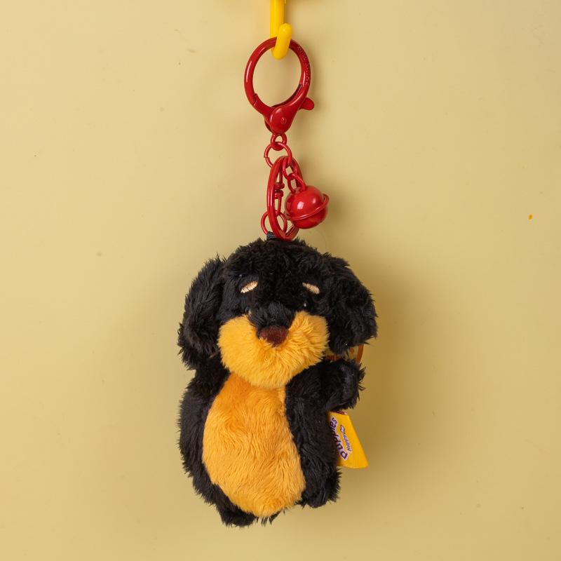 Cartoon Dachshund Plush Toy Camera-Style Keychain Backpack Accessory