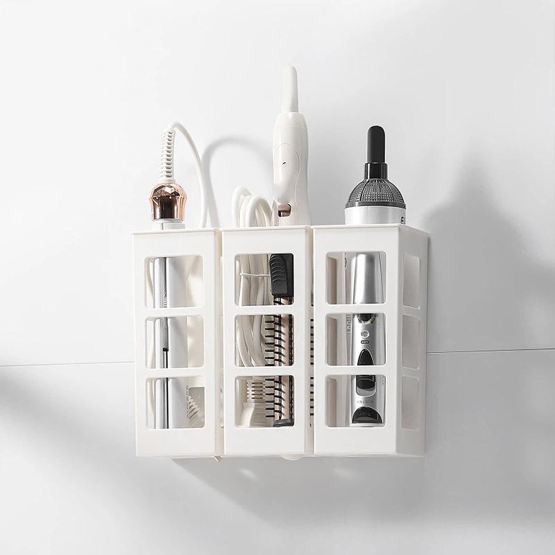 1Pcs Wall Mounted Hair Tool Organizer With Adhesive Backing Perfect For Bathroom Hair Dryer Curling Iron Storage