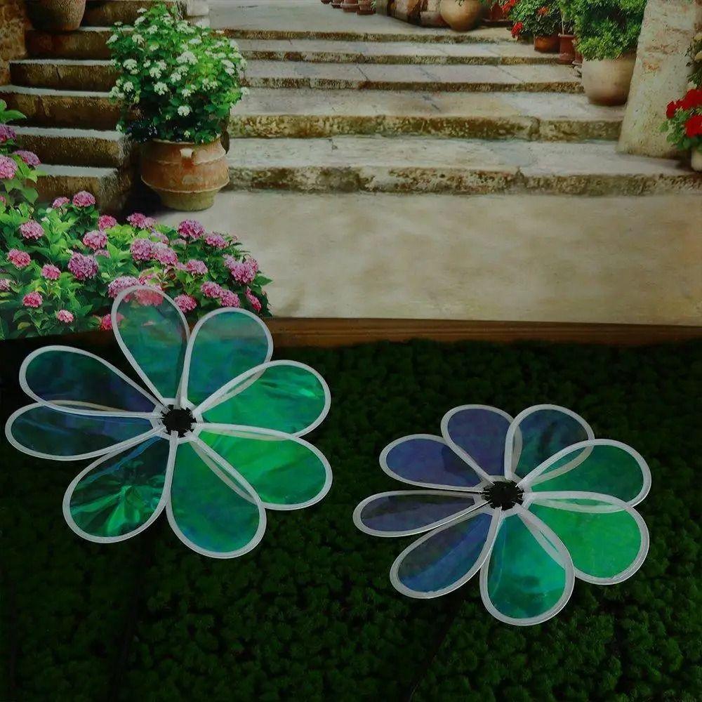 1Pcs Grounding Mounted Eight-leaf Windmill Bird Repelling Wind Spinner  For Outdoor
