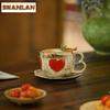 HOYIHM 250ml Hand-painted Green Tree Coffee Mug With Plate Handmade Kitchen Cup Afternoon Tea Mug Cup Saucer Kit Drinkware Gifts