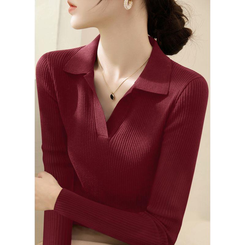 

Polo Fall and Winter Shoulder Wool Women s Clothing Silm Knitwear Angola Red [high quality fabric]] 2XL