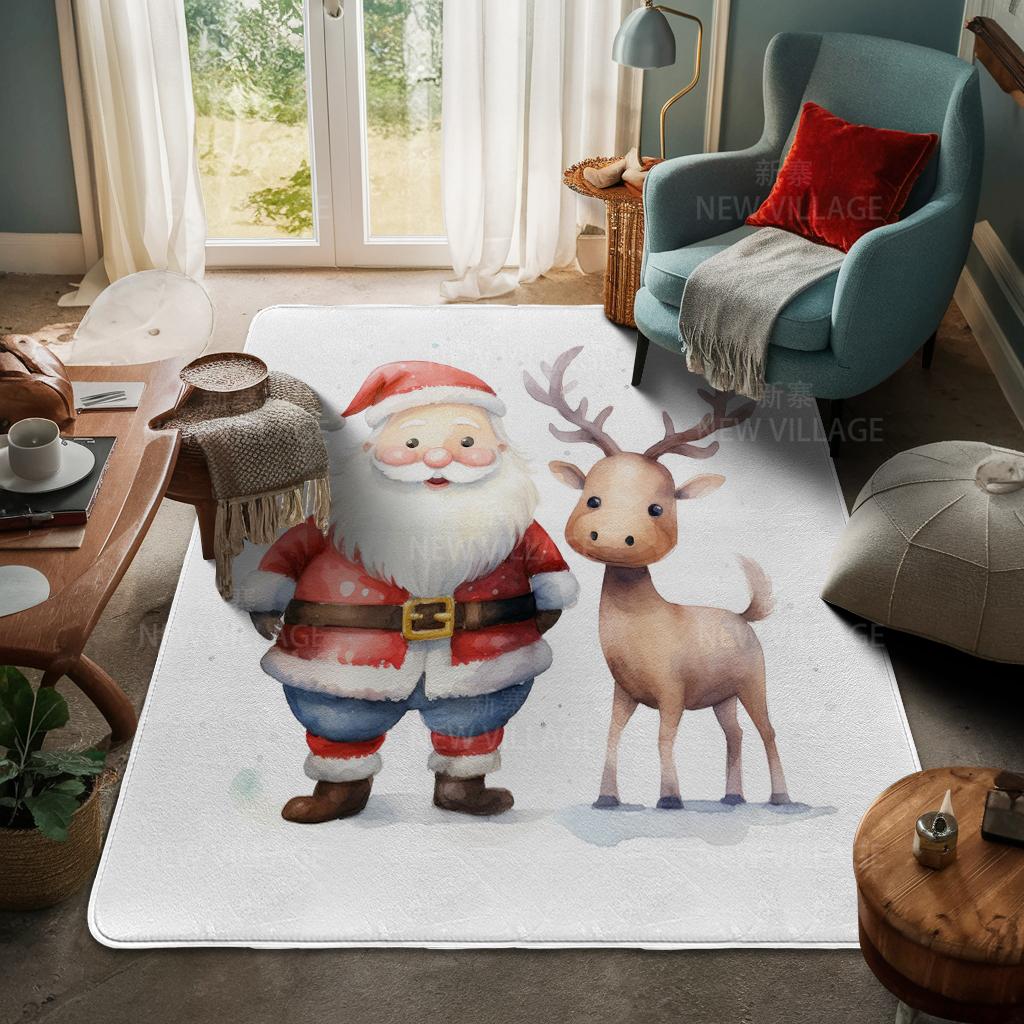 House Entrance Carpet Home Door Mat Living Room Bath Foot Bathroom Non-slip Water Absorption Rugs Bath Merry Christmas Winter