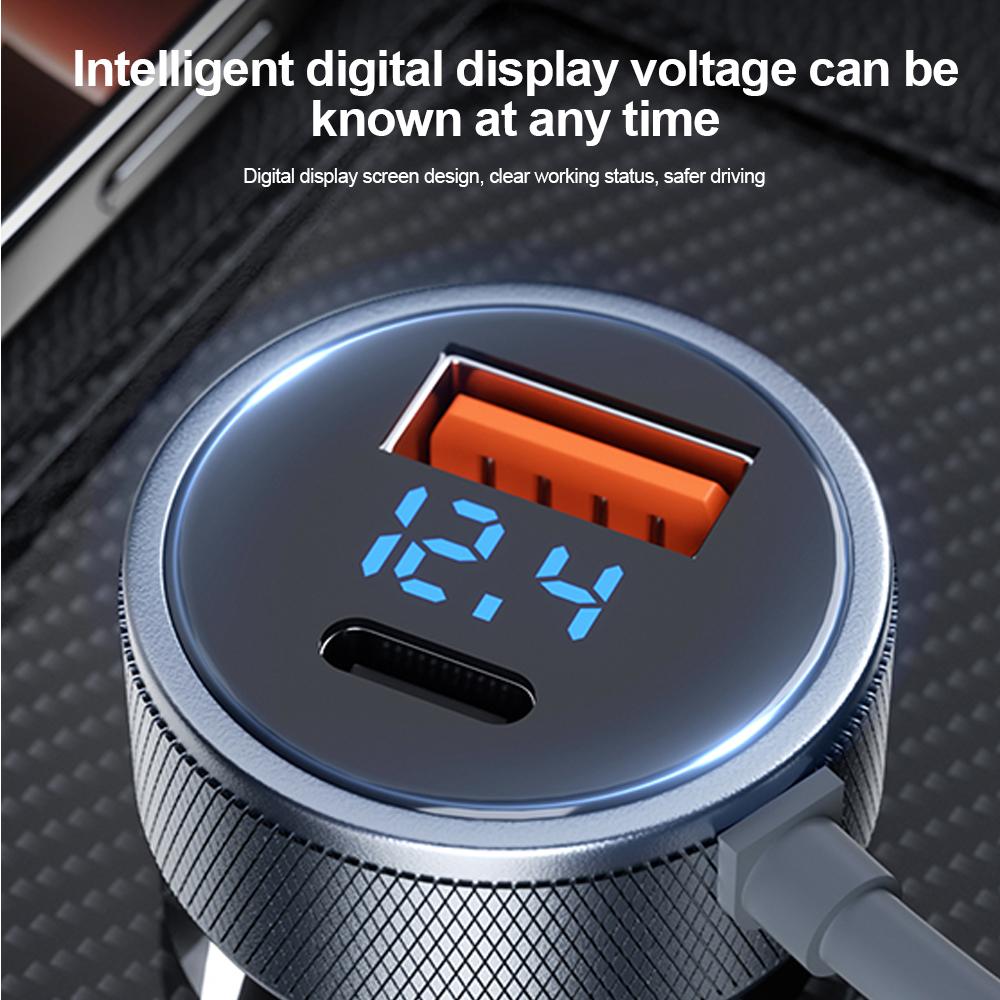High-power 326W Car Charger Multi-functional Type C USB Fast Charger with Voltage Extension Cable Vehicle-mounted Charger
