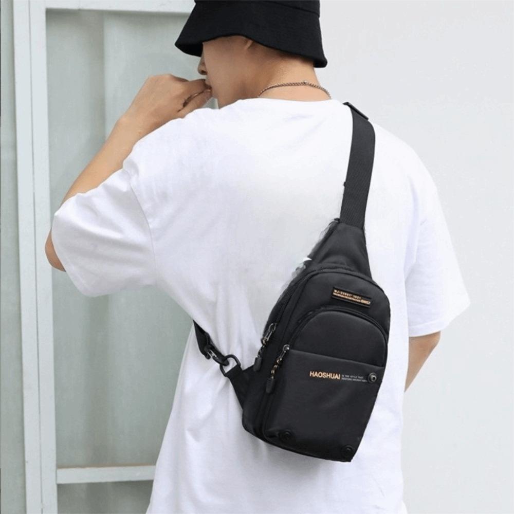 Large Capacity Sports Chest Bag Waterproof Nylon Shoulder Bag Fashion Men's Crossbody Bag  Unisex