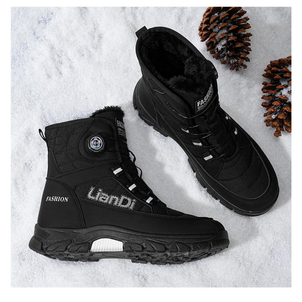 Thick Soled Shoes, Snow Boots, Plush, Thickened, Warm Shoes, Cotton Boots, Swivel Buckles, Breathable Men's Shoes