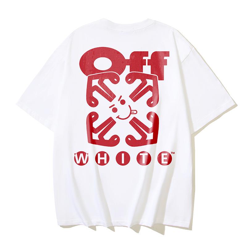 1090 Off-White 2025 Frühjahr/Sommer Neu Smile Pfeil Gedruckt Rundhals Kurzarm Herren- und Damen-T-Shirts